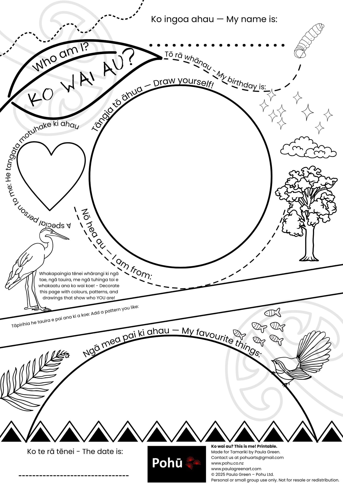 Ko Wai Au activity Pohū printable FREE