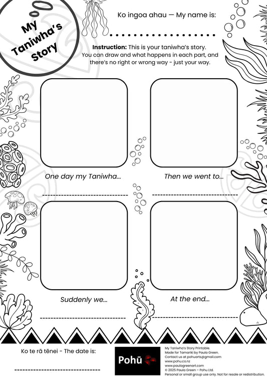 Taniwha Storyboard Pohū printable